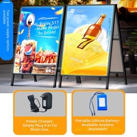 Boîte à lumière LED lumineuse pour affichage, support d'affiche lumineux, panneau lumineux extérieur rechargeable et mobile