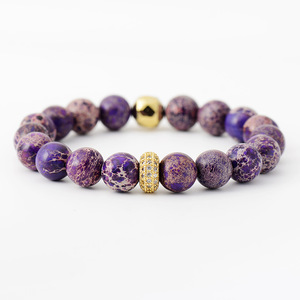 Imperial Stone Beaded Elastic <b>Bracelet</b> Multicolor Round Beads Gift Jewelry for Women Fashion Accessory - Product Image 4