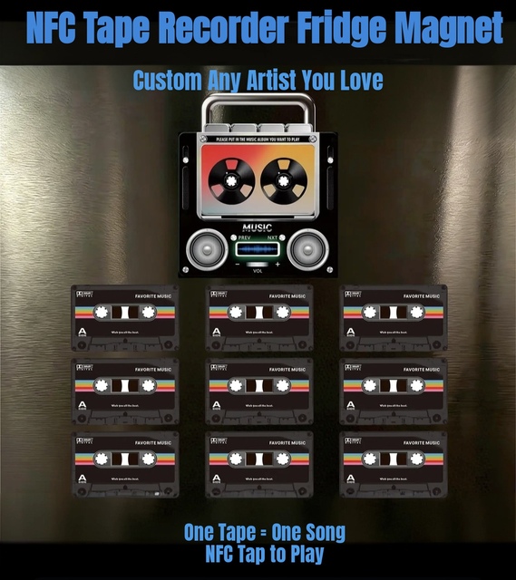 Retro NFC Cassette Tape Fridge Magnet Music Player Induction Automatic Playback Custom Album Magnetic Stickers Creative Gift