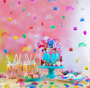 DAMAI Happy birthday confetti birthday cake metallic foil confetti <b>balloons</b> <b>table</b> confetti decorations for parties - Product Image 3