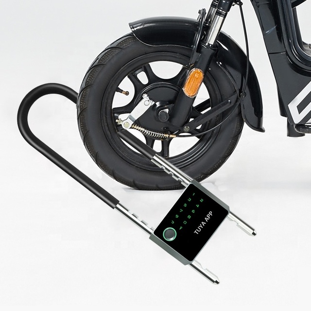 Network BLE Tuya App Phone Remotely Controlled Anti Theft Fingerprint Smart Lock Bike With Touch Keypad