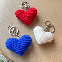 Crochet coeur porte-clés en vrac Pack pour l'appréciation fête de Thanksgiving Distance sociale isolation employés amoureux porte-clés en peluche"