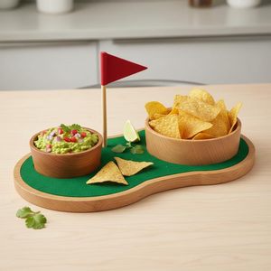 Cross-border wooden <b>snack</b> <b>tray</b> with dipping bowl, creative <b>snack</b> <b>tray</b>, dessert cake plate, <b>snack</b> placement plate, desktop - Product Image 1