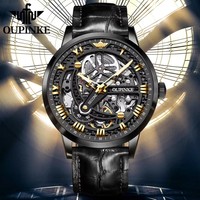Für 3173 Edelstahl & Lederarmband Automatische Mechanische Armbanduhr Herren Chronograph Luxusuhr mit Zeigerzifferblatt