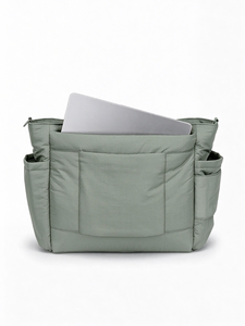 Sac à langer matelassé écologique pour maman, sac fourre-tout pour bébé avec compartiment pour ordinateur portable, idéal pour les essentiels féminins - Product Image 2