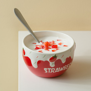 Ensemble de vaisselle en céramique personnalisé transfrontalier de 4,75 pouces, comprenant un bol à yaourt, un bol à fruits domestique et un motif dessin animé, avec peinture en relief - Product Image 2