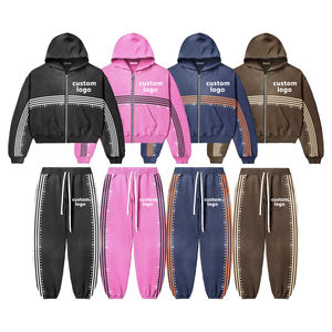 Conjunto Deportivo de Chándal para Hombre y Mujer, Personalizado con Logotipo, con Pedrería, Impermeable, Transpirable, 100% Algodón, Forro Polar, para Correr, 2025 - Product Image 1