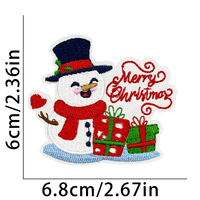 Série de Noël : Patch décoratif auto-adhésif mini brodé à la machine, motif bonhomme de neige pour vêtements et chaussettes