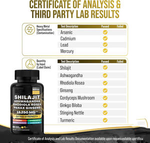 Oem באיכות גבוהה himalayan שילאג 'ט מגבר אנרגיה עם ashwagandha, רוסי רוסי, rodiola ginseng תוסף - Product Image 4