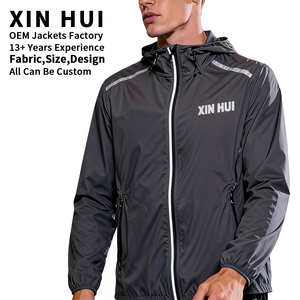 Custom Logo <b>Winter</b> Thin Waterproof Windbreaker Men Reflective Trim Full Zip Outdoor Sports <b>Jacket</b> Gym <b>Running</b> - Product Image 1