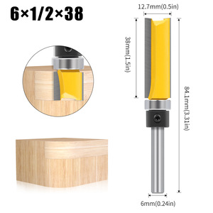 Juego de fresas para recortar madera con rodamientos extendidos, fresas rectas, fresas para carpintería, fresas de carburo para recortar - Product Image 2