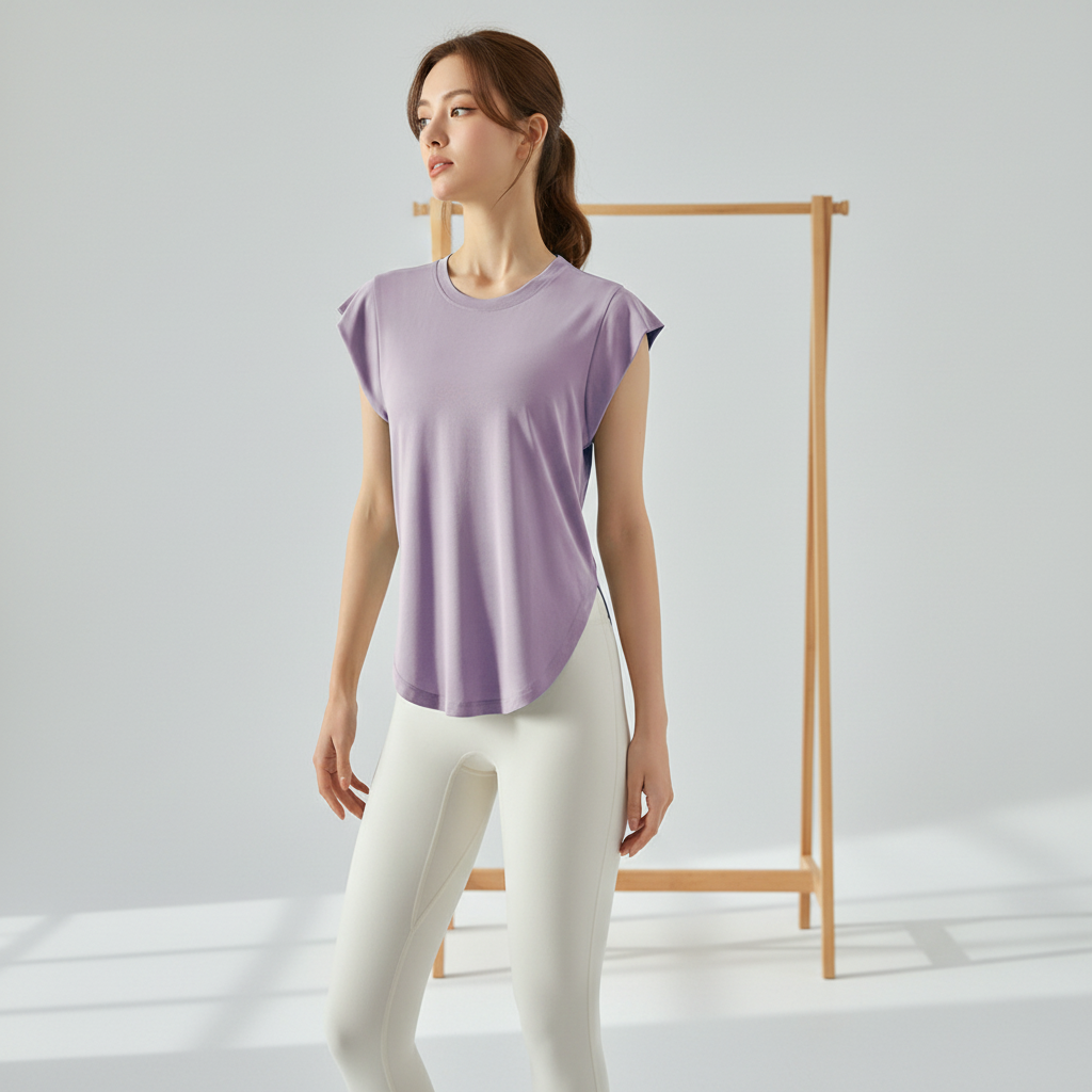 Jiazhen Spring/Summer Breathable Polyester Women's Yoga Sportswear Crop Tank Top Loose Slim Fit Running Training Short Sleeve