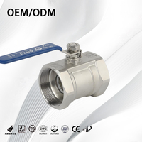 Vanne à bille manuelle en acier inoxydable CF8 1 pièce, filetage NPT, 200 PSI, vanne à bille industrielle monobloc pour eau, huile, gaz