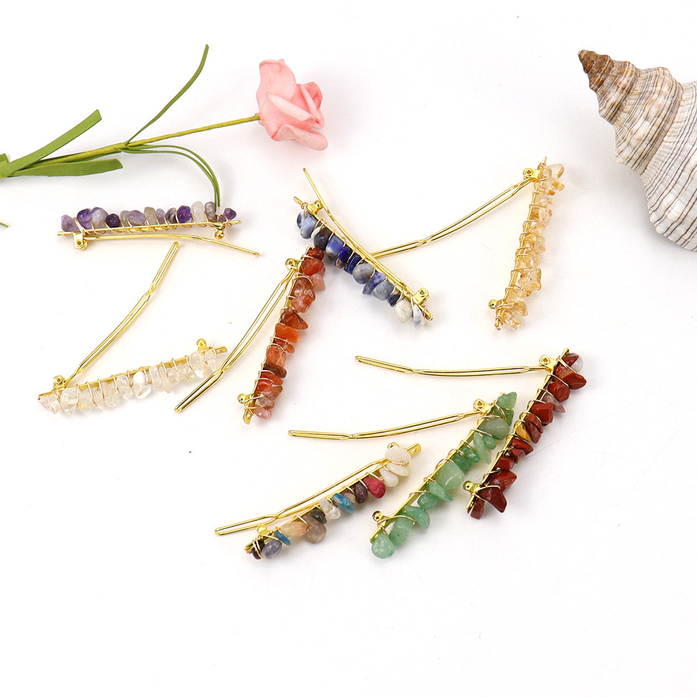 Hot Sales Ins Girls Side Hair Clip with Small Natural Amethyst Crystal Online Shop's Crafted F36 Suncatcher for Color Bangs