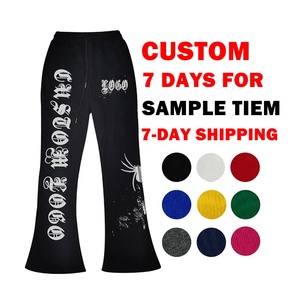 Nuovi <span class=keywords><strong>Pantaloni</strong></span> Sportivi a Zampa Personalizzati <span class=keywords><strong>con</strong></span> Logo Ricamato, Alta Qualità 100% Cotone, Stile Vintage <span class=keywords><strong>con</strong></span> Lavaggio Acido per Uomo - Product Image 4