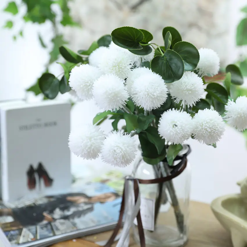 Heißer Verkauf Einzigen Stamm Löwenzahn Künstliche Chrysantheme Blumen ball für Hochzeit Hause Dekoration