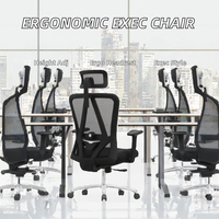 Chaise de bureau ergonomique à dossier haut en maille avec appui-tête réglable, soutien lombaire, accoudoirs, hauteur réglable, pivotante, repose-pieds pour bureau à domicile