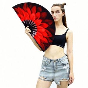 พัดลมไม้ไผ่พับได้ขนาดใหญ่ 13 นิ้ว ดีไซน์ใหม่ปี 2024 ลายเพ้นท์สไตล์ดนตรี สำหรับผู้ชาย/ผู้หญิง เหมาะสำหรับงานเทศกาลและปาร์ตี้ - Product Image 4