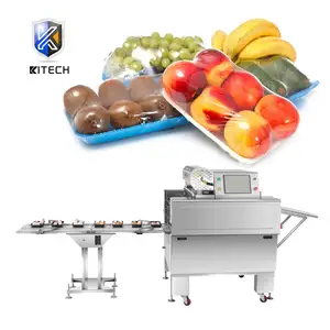 Flow Automatic Fresh Vegetable Fruit Strawberry Grape Cling Film Packing Machine Customize