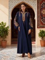 Robe musulmane brodée pour femmes, mode marocaine, kaftan, Ramadan, Eid, djellaba, femme islamique, Dubaï, abaya, kaftan, jalabiya