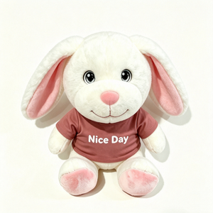 Peluche lapin personnalisée pour le coucher, cadeau d'anniversaire en peluche lapin, animal en peluche avec message positif, peluche décorative lapin joyeux - Product Image 2