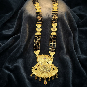 Wholesale Brass 24K Micron Gold Plated AD Stone Mangalsutra Big Pendant Traditional Wedding <b>Bridal</b> Necklace 36 Inches Fashion - Product Image 3