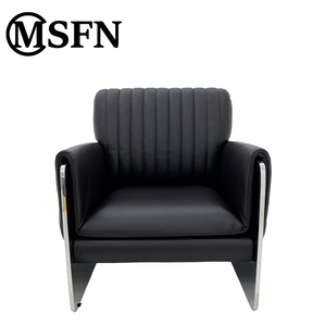 Msfn मूल डिजाइन ब्लेड अवकाश कुर्सी स्टेनलेस स्टील फ्रेम काले अल्ट्रा फाइबर चमड़े के लिए काले अल्ट्रा फाइबर चमड़े के एक्रिलिक उच्चारण - Product Image 2