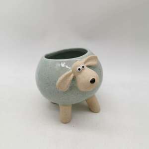 Sheep Shaped Plants <strong>Flower</strong> <strong>Pots</strong> <strong>Ceramic</strong> Sandy Clay Speckled Material Decorative Round <strong>Pots</strong> With Four Holder - Product Image 3