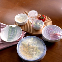 Lot de 6 couvercles extensibles réutilisables en silicone de qualité alimentaire, résistants à la chaleur (-40°C à 260°C), couleurs et logo personnalisables, accessoire pour ustensiles de cuisine
