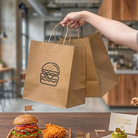 Sacs d'emballage en papier kraft brun et blanc en gros, sacs à emporter personnalisés avec logo, qualité alimentaire, pour restaurants, restauration rapide, déjeuner, dîner