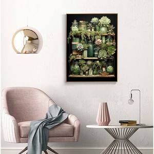 Kits de peinture diamant DIY personnalisé 30*40 5D Mosaic Art wonderful house Decorative Succulent plant world Painting Printed - Product Image 2