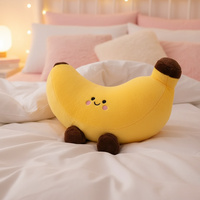 Vente en gros de jouets en peluche banane spongieuse, oreiller mignon en forme de fruit pour le soulagement du stress, animal en peluche de dessin animé personnalisé