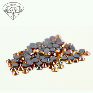 พลอยเทียมทองแดง ASFA118พรีเมี่ยมสำหรับตกแต่งเสื้อผ้าและกระเป๋าแก้วหลังเรียบ - Product Image 5