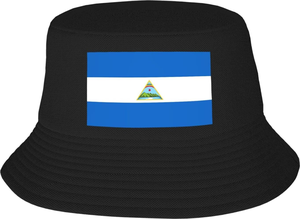 맞춤형 디자인 로고 블루 화이트 폴리에스터 모자 여행 해변 낚시를위한 니카라과 버킷 모자 - Product Image 4