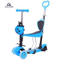 Trottinette Enfant Pliable Légère à 3 Roues avec Siège et Poignée de Poussée Roues en PU Jouet pour Enfant - Offre Spéciale