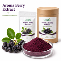 LongBio Natuurlijk Aronia Bessenpoeder Zwarte Chokeberry Poeder Aronia Melanocarpa Fruitpoeder voor Drank Voedingssupplement OEMBulk