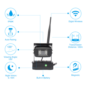 Pjauto 7 inch không thấm nước pin xe hơi từ tính đảo ngược xem phía sau không dây sao lưu máy ảnh <span class=keywords><strong>Monitor</strong></span> Kit cho xe tải xe buýt VR van carava - Product Image 2