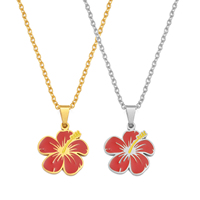 Colliers pendentifs fleurs d'hibiscus hawaïennes de Guam pour femmes - Bijoux de Guadeloupe, de Frangipanier et de Porto Rico # 000962