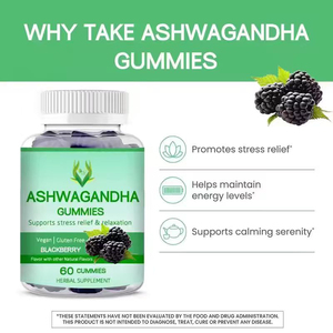 Custom Branded Ashwagandha Gummy Candy Healthcare <b>Supplement</b> Support Sleep Quality Relaxation Blackberry Flavored Adult - Product Image 6