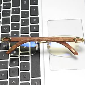 新しいスタイルのメンズビジネスメガネ、木製光学チタンフレーム、木製テンプル、リムレスデザイン、工場直販 - Product Image 3