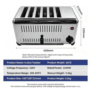 Tostapane Elettrico Professionale in Acciaio Inox per 4-6 Fette di Pane, Tostapane Intelligente - Product Image 5