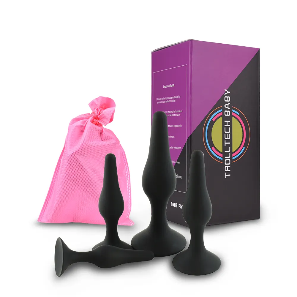4 Pcs Plug Anal Médical en Silicone Masseur de Prostate Masculin Butt Plug pour Hommes Femmes Adultes Jouet Erotique Anal