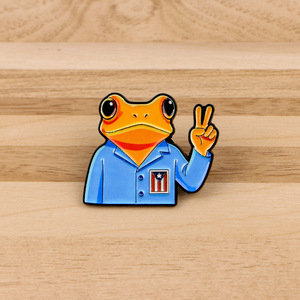 Pin Esmaltado de Rana de Puerto Rico, Rana Naranja con Bandera Puertorriqueñ<span class=keywords><strong>a</strong></span>, Pin de Solapa, Broche de Rana Coquí con Símbolo de Paz para Amantes de PR y Regalos - Product Image 2