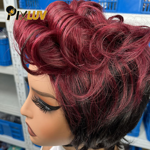 Peluca de Cabello Humano Corto Estilo Pixie para Mayoristas, Color 1b/99j, Cabello Rizado para Mujeres, Estilo Urbano y Atrevido, Sin Pegamento - Product Image 2