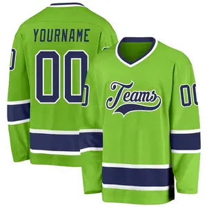 Logo su misura maglia da Hockey sublimata verde da uomo adulto che indossa Hockey su ghiaccio uniforme pratica squadra