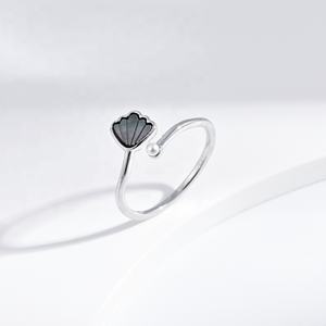 Anillo de Plata de Ley 925 con Concha de Perla y Corazón, Chapado en Oro, Diseño de Estrella Abierta, para Mujer, Precio de Fábrica, Venta al Por Mayor - Product Image 2