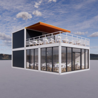 Restaurant américain préfabriqué en conteneur détachable, maison en verre, design moderne et luxueux, emballage plat étanche