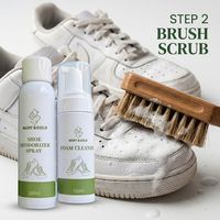 Kit de nettoyage de chaussures 4-en-1 écologique OEM : Nettoyant en mousse, désodorisant en spray, chiffon en microfibre et brosse pour un nettoyage en profondeur (Blanc)