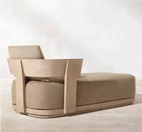 Chaise longue de piscine, coussin imperméable à séchage rapide, chaise longue en teck résistante aux intempéries, mobilier de loisirs d'extérieur