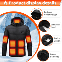 Veste Chauffante d'Extérieur Rechargeable par USB, 15 Zones, Hiver, Manches Longues, Épaisse et Chaude, Manteau Chauffant Électrique